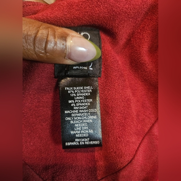 Vakko for INC Red Suede Fringe Jacket - Picture 3 of 6